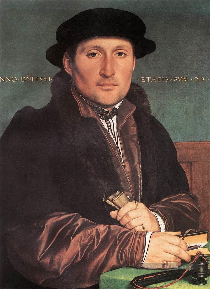 Jeune homme inconnu à son bureau Renaissance Hans Holbein le jeune Peintures à l'huile